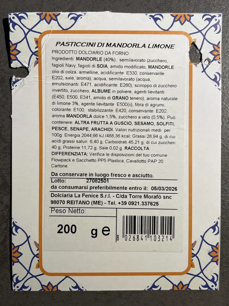 Pasticcini di mandorla limone
