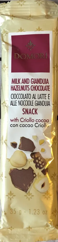 Snack cioccolato al latte e alle nocciole gianduia
