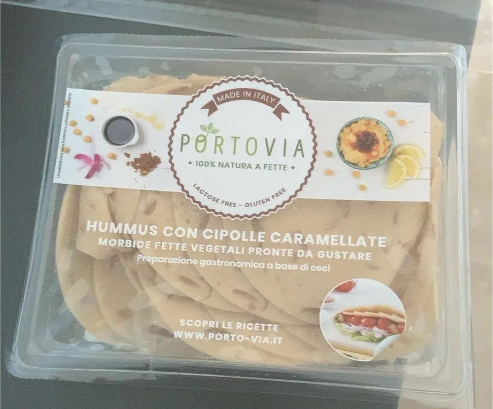 Hummus con cipolle caramellate