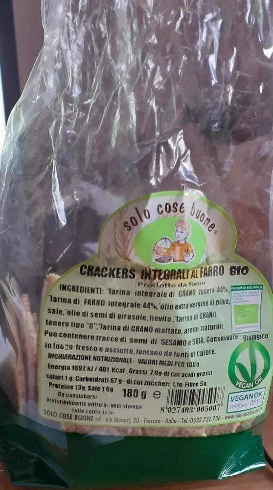 Crackers integrali al farro bio