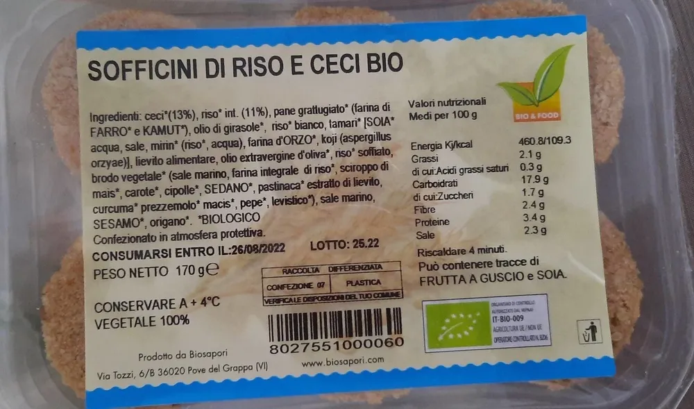 sofficini di riso e Ceci bio