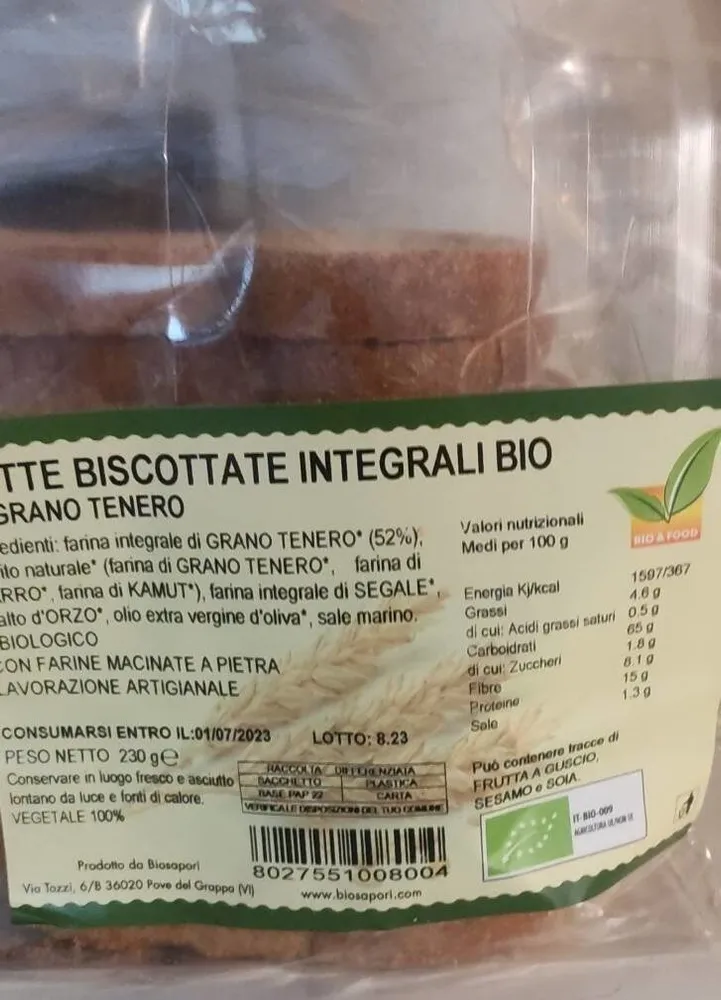 Fette biscottate integrali bio