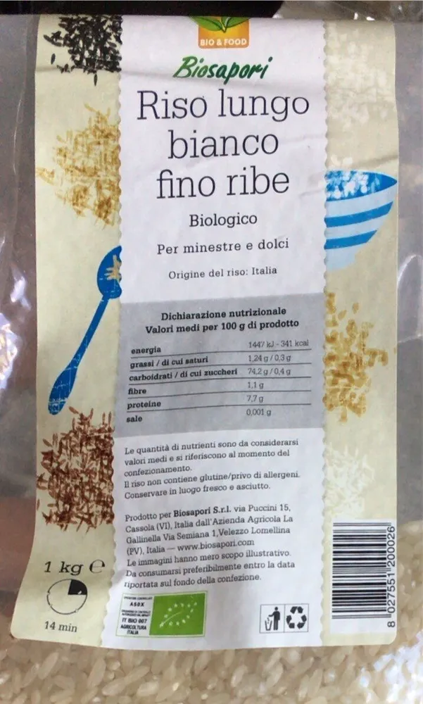 Riso lungo bianco fino ribe