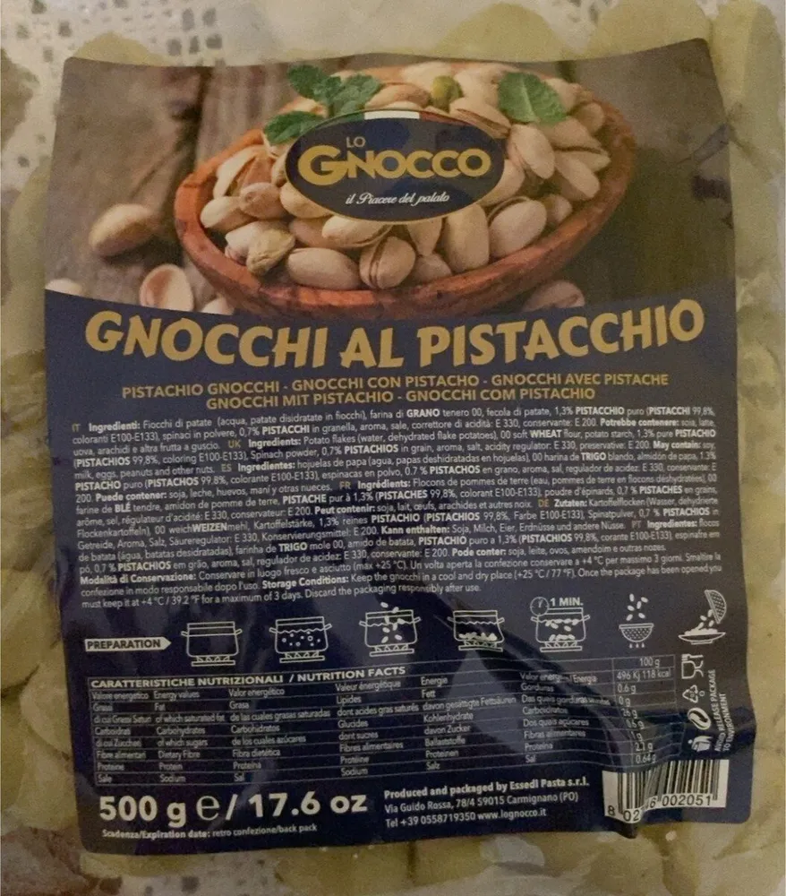 gnocchi al pistacchio