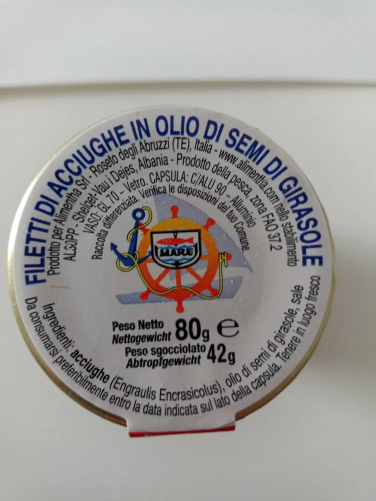 Filetti di acciughe in olio di semi di girasole