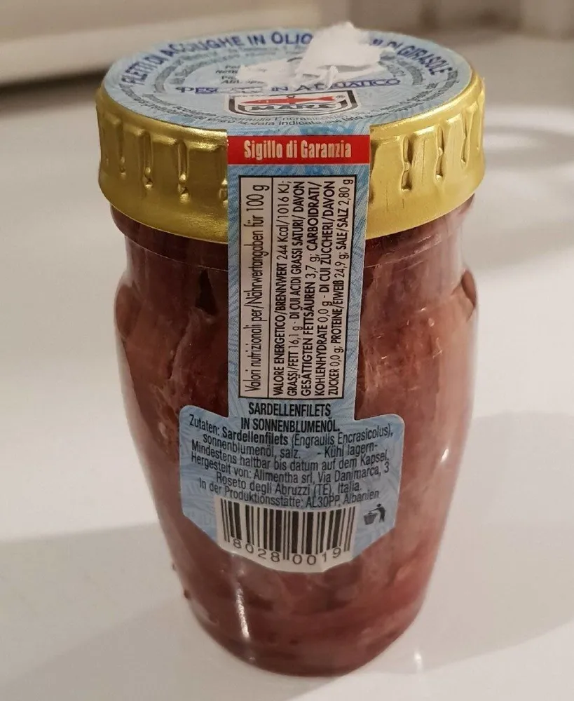 Filetti di acciughe in olio di semi di girasole