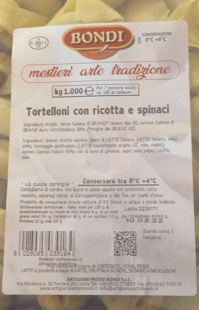 Tortelloni con ricotta e spinaci