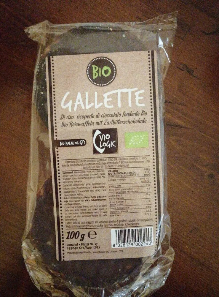 Gallette di riso ricoperte di cioccolato fondente bio