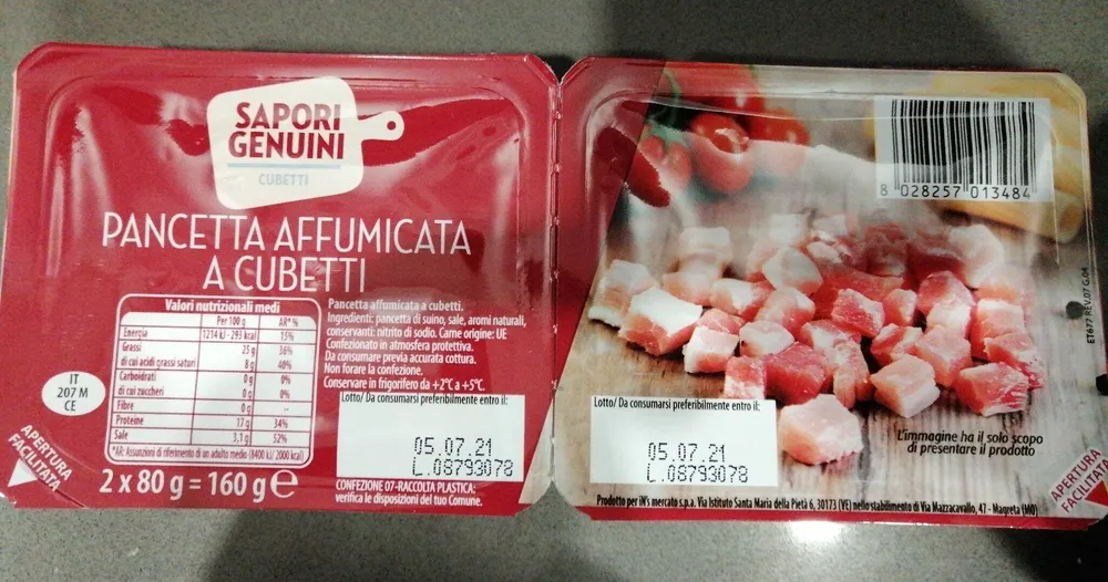 PANCETTQ AFFUMICATA  CUBETTI SAPORI GENUINI