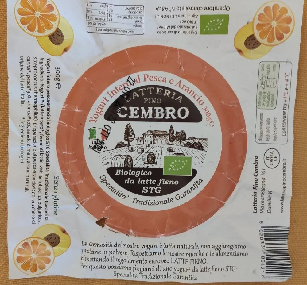 Yogurt intero Pesca e Arancio