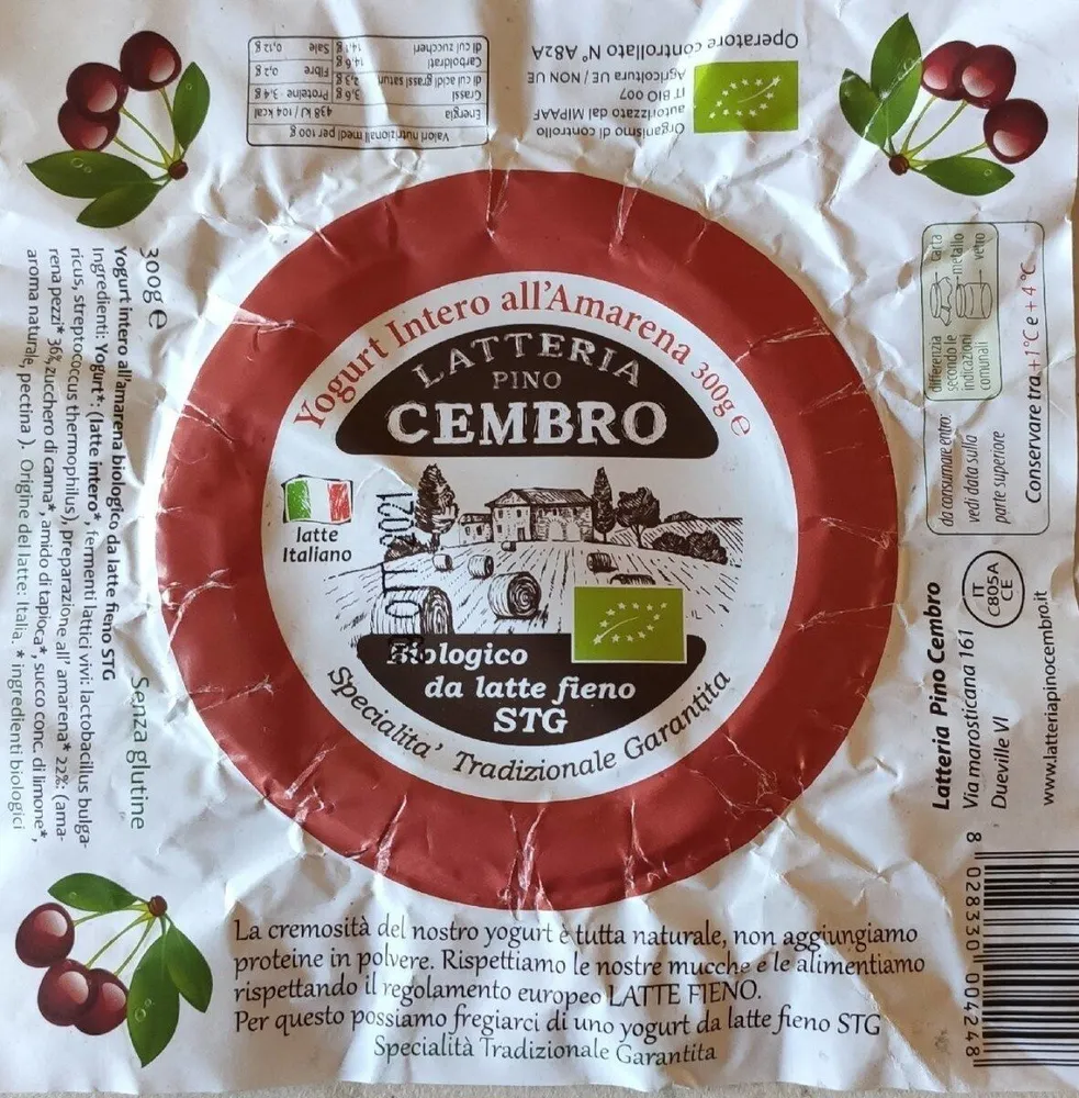 Yogurt intero all'amarena