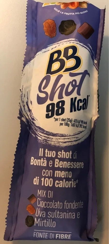 Bb Shot cioccolato fondente, uva sultanina e mirtillo