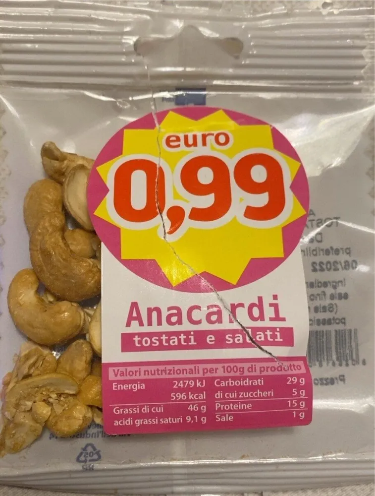 Anacardi tostati e salati