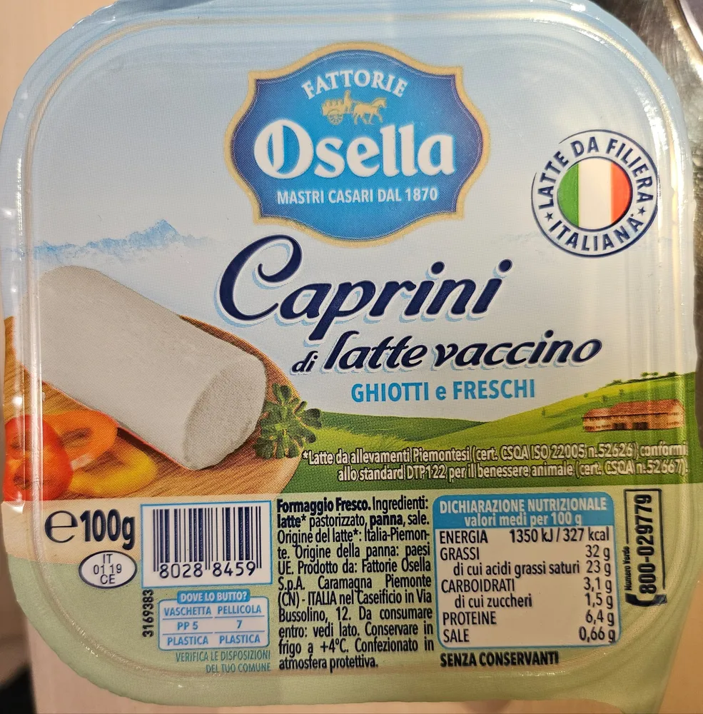 caprini di latte vaccino