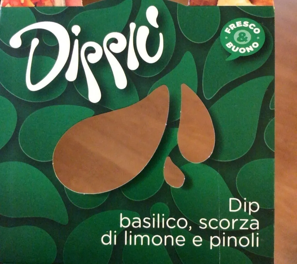 Dip basilico, scorza di limone e pinoli