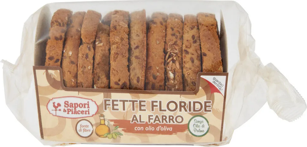 Fette floride al farro con olio d'oliva