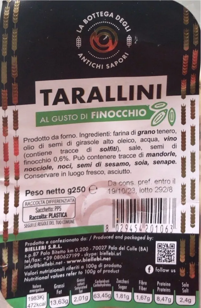 Tarallini al gusto finocchio