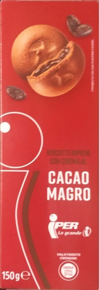 Biscotti ripieni con crema al cacao magro