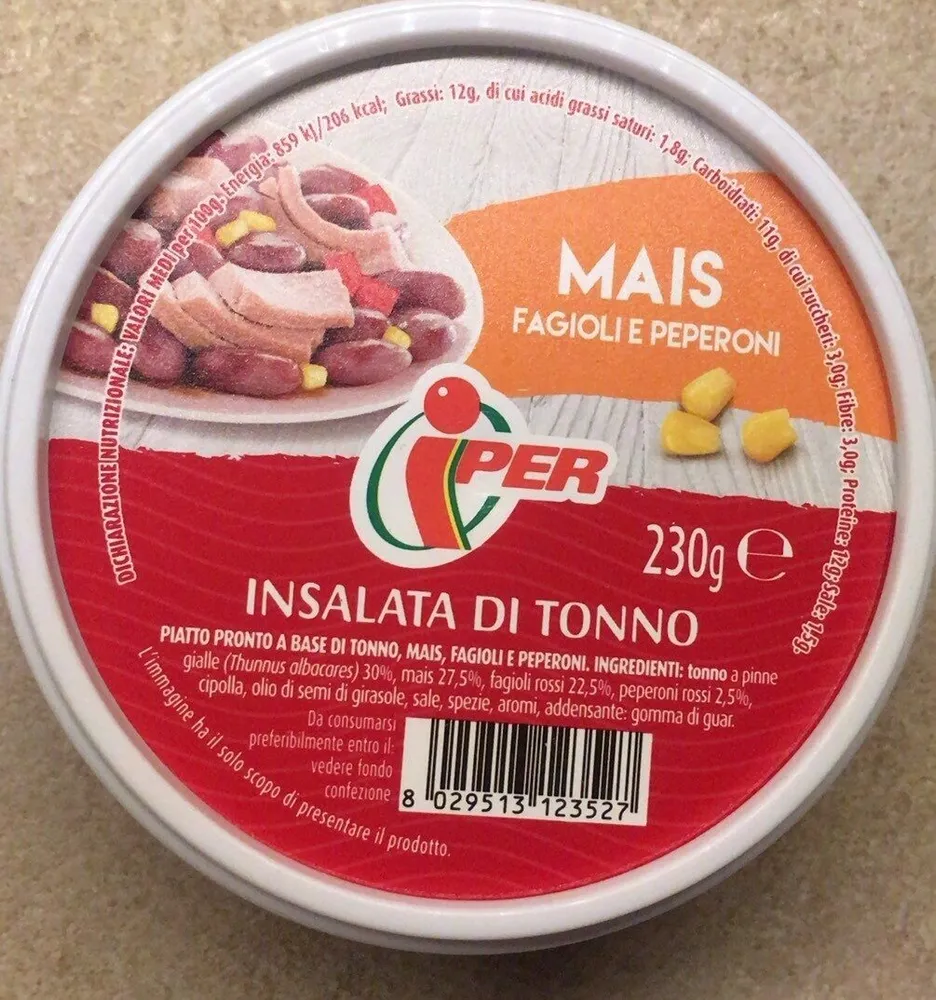 Insalata di tonno mais fagioli e peperoni