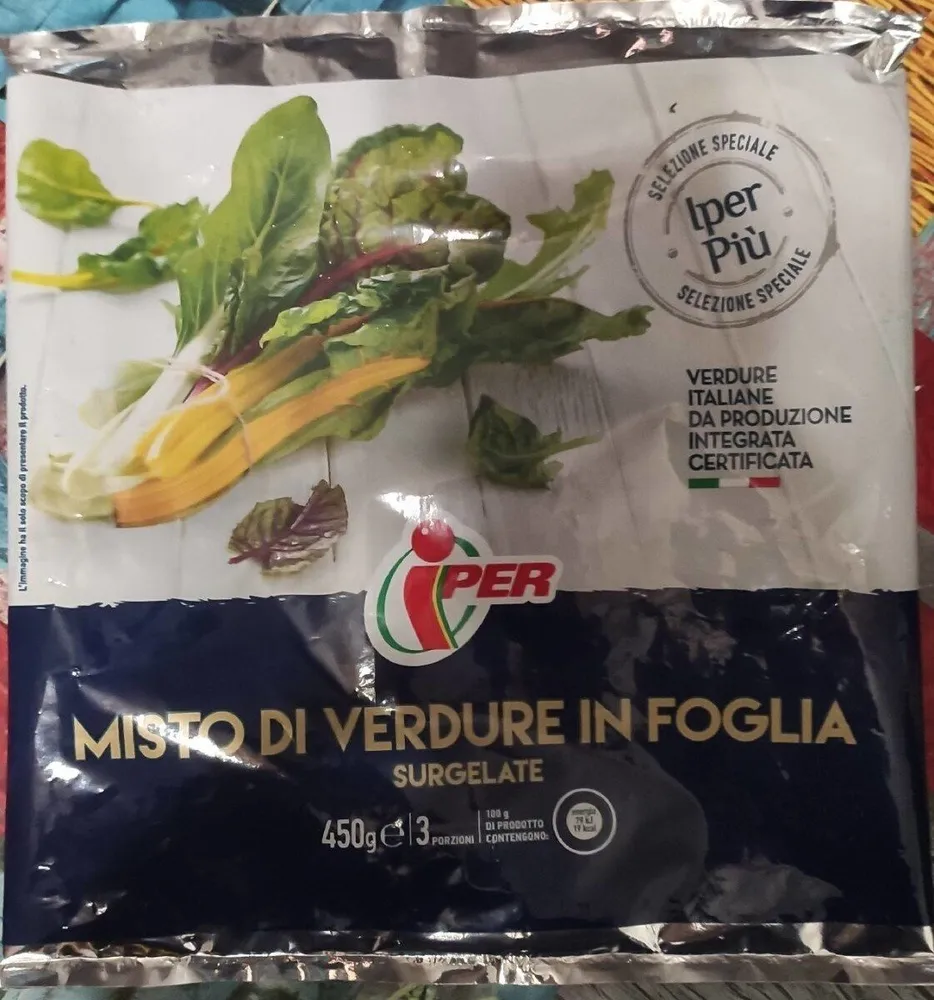 Misto di verdure in foglia surgelate