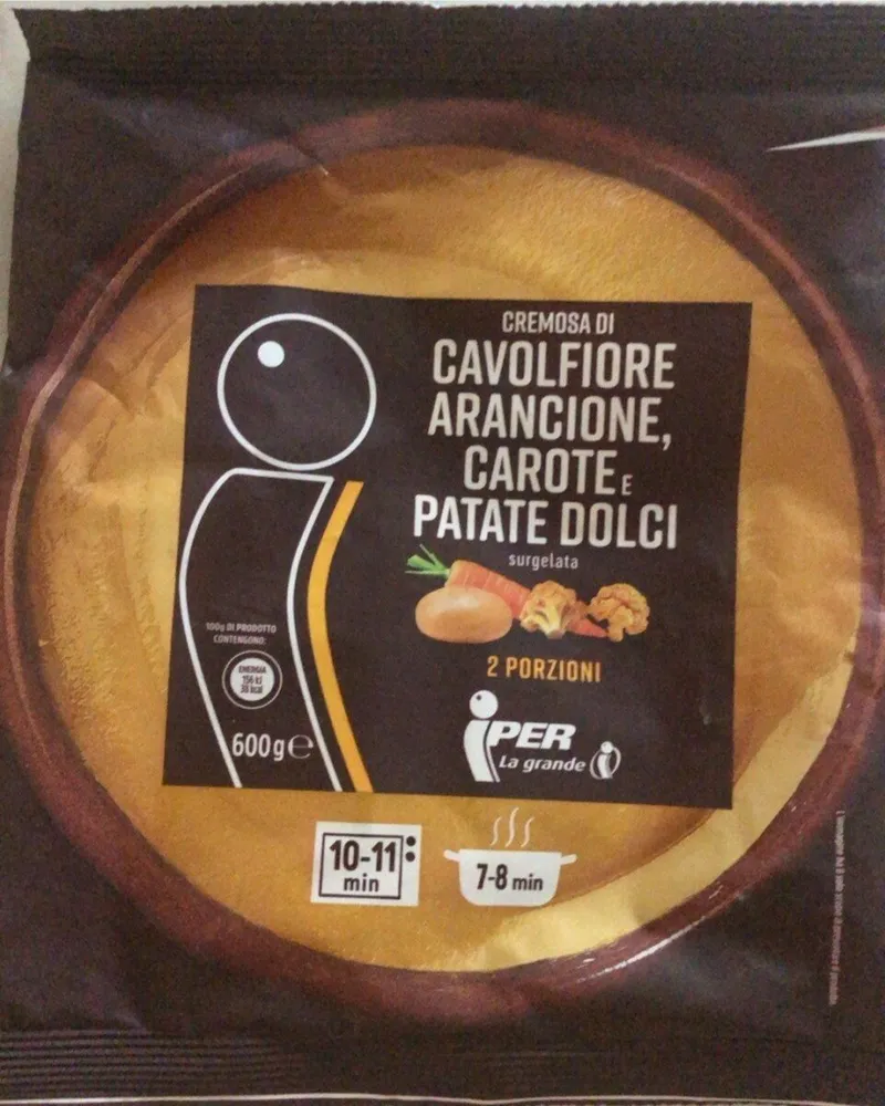 Cremosa di cavolfiore arancione, carote e patate dolci