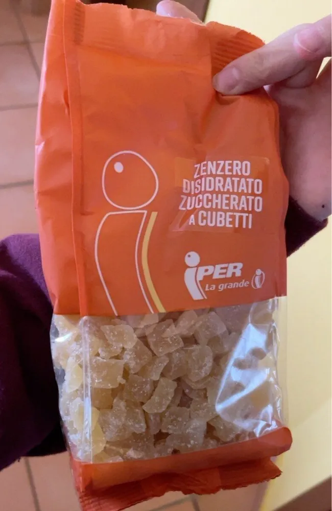 Zenzero disidratato zuccherato a cubetti