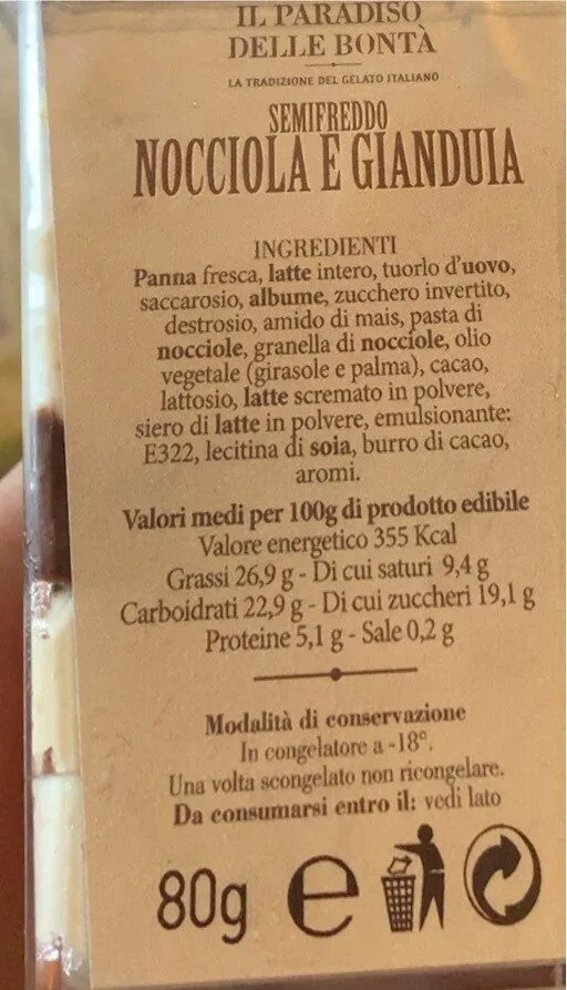 Semifreddo nocciola e gianduia