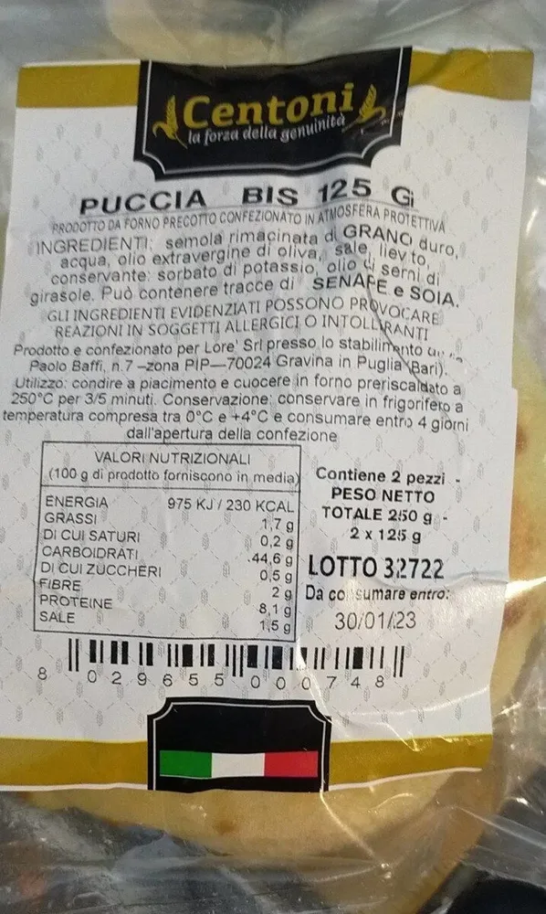 Puccia Bis 125 G