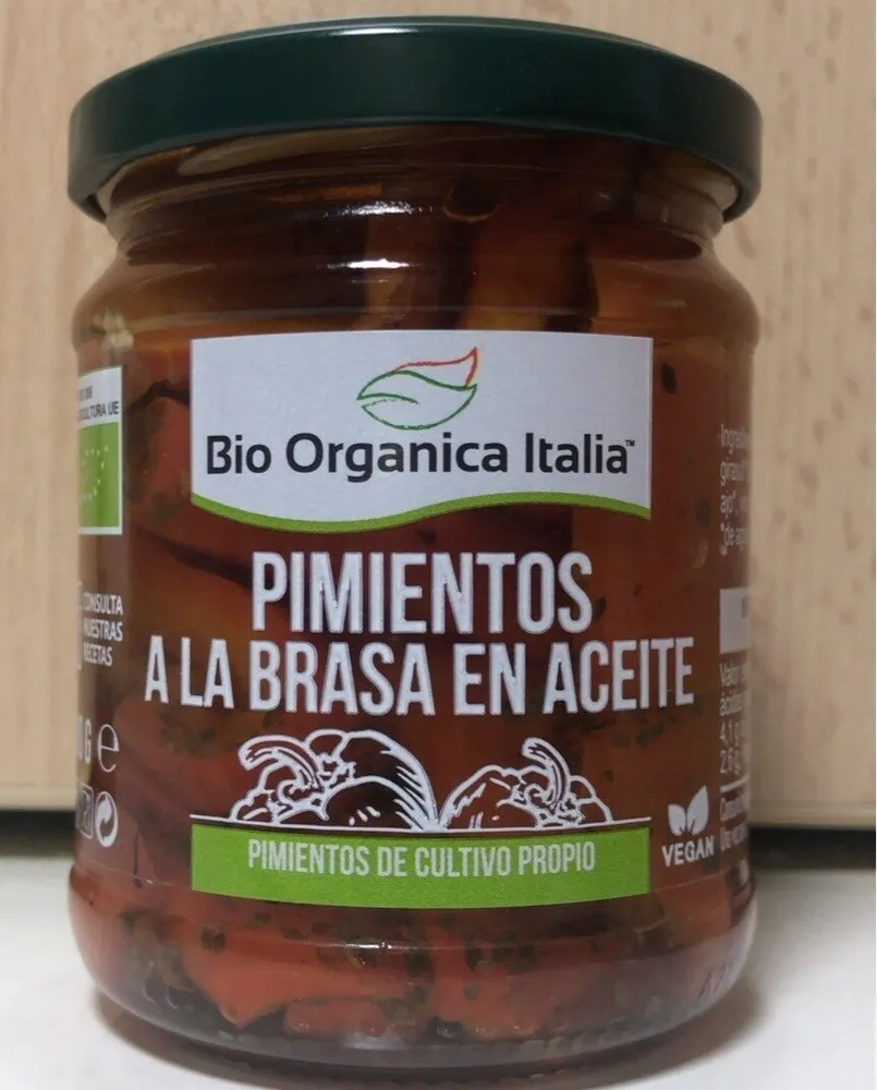 Pimientos a la brasa en aceite