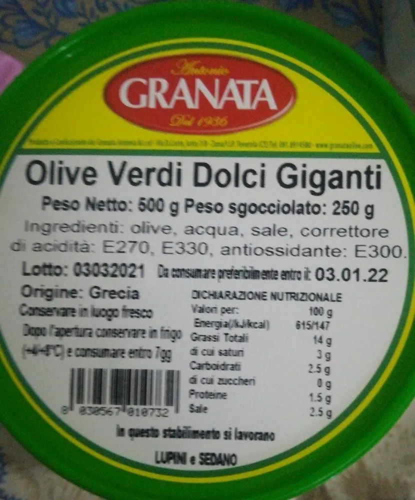 Olive verdi dolci giganti