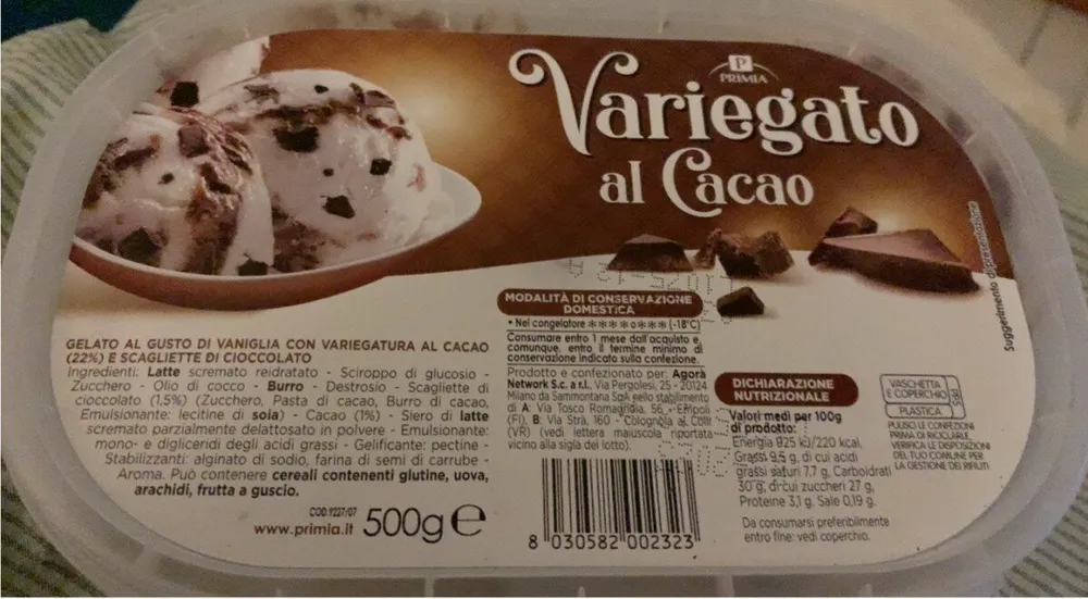 Gelato variegato al cacao