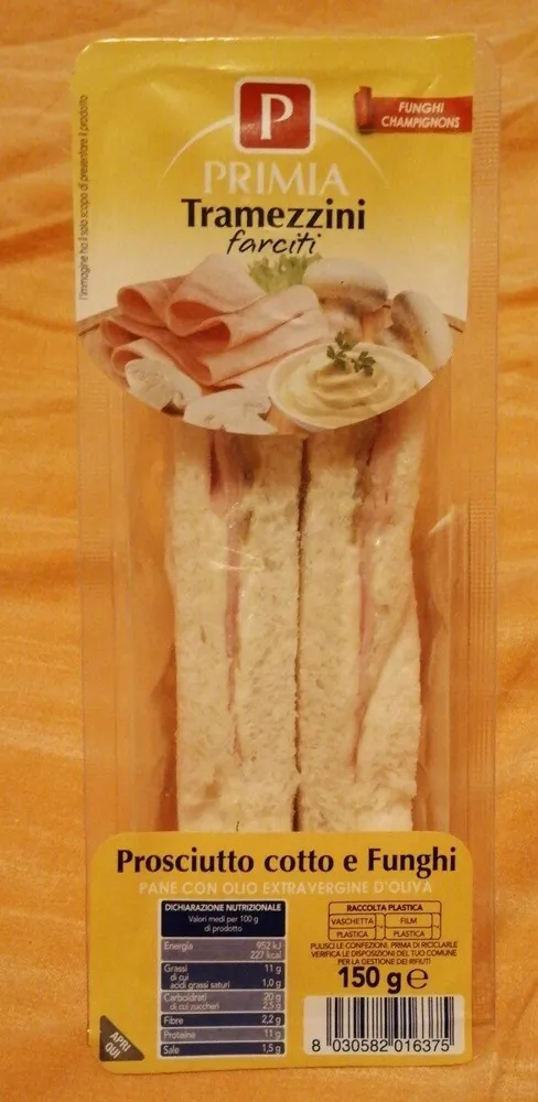 Tramezzini prosciutto cotto e funghi