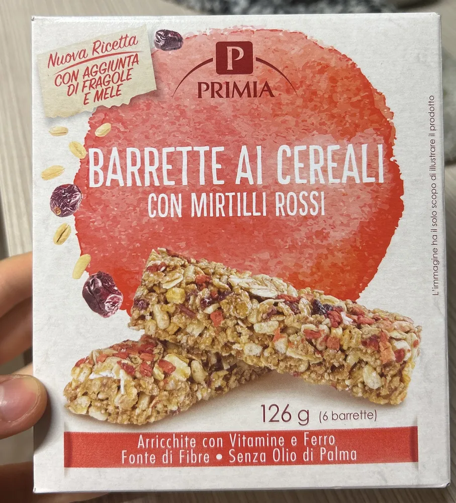 Barrette ai cereali con mirtilli rossi