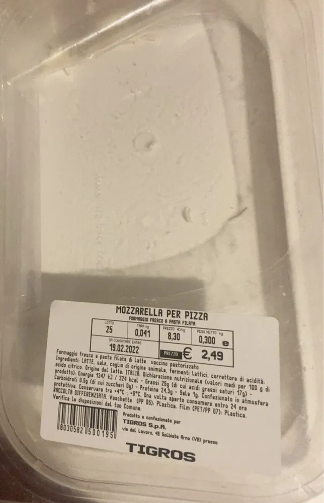 mozzarella per pizza