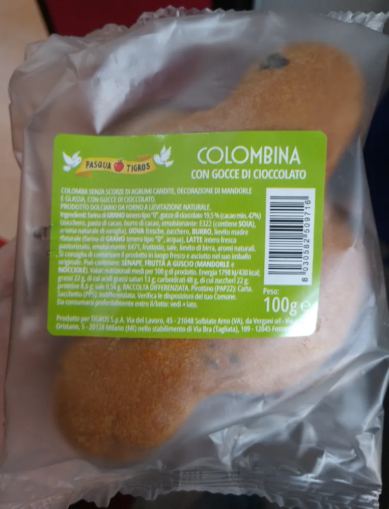 Colombina con gocce di cioccolato