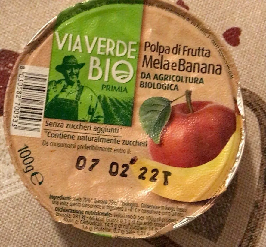 Polpa di frutta mela e banana