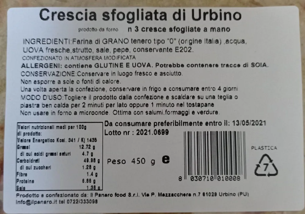 Crescia sfogliata di Urbino