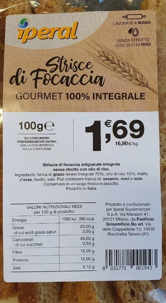Strisce di focaccia
