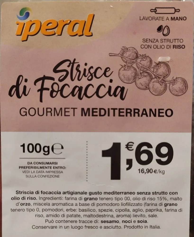 Strisce di focaccia