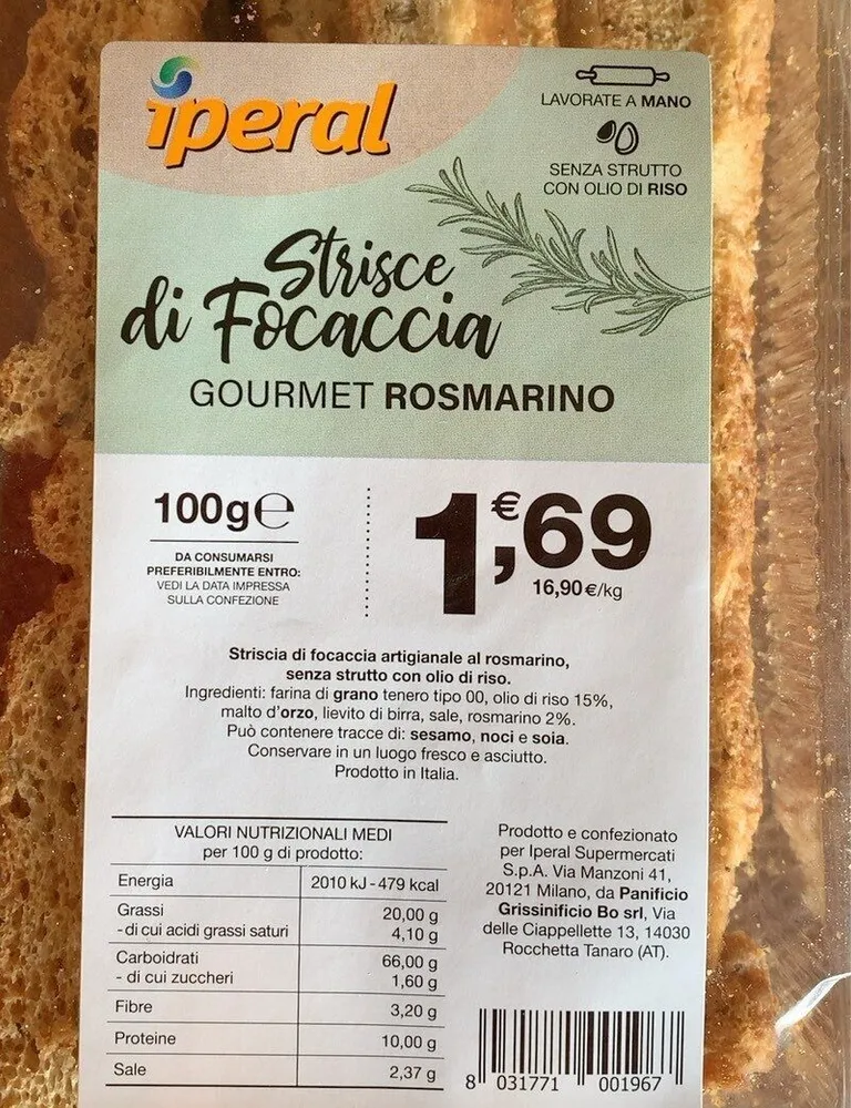 Strisce di focaccia