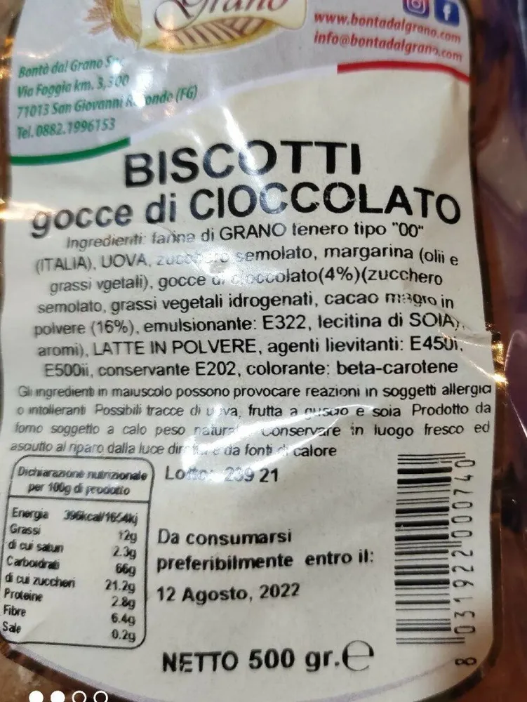 Biscotti gocce di cioccolato