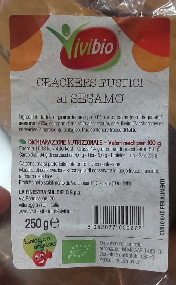 CRACKERS RUSTICI AL SESAMO