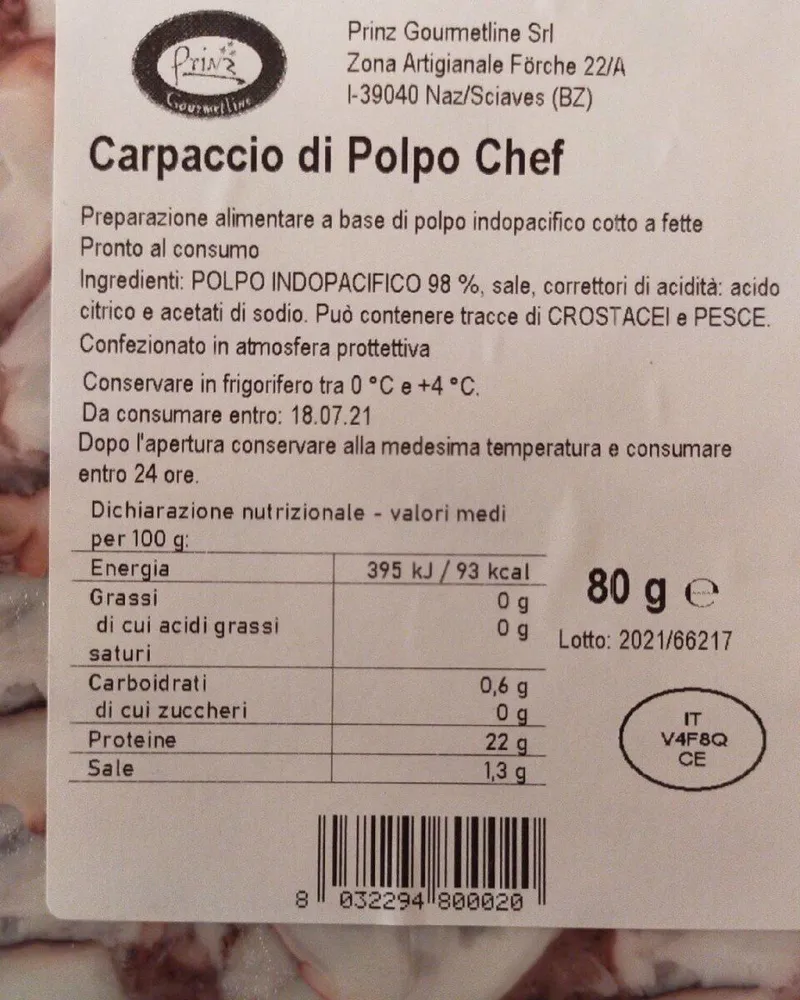 Carpaccio di polpo Chef