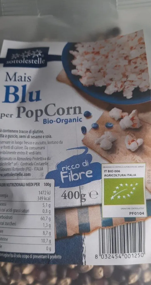 Mais blu per popcorn bio organic
