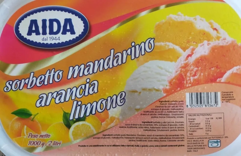 Sorbetto mandarino arancia limone