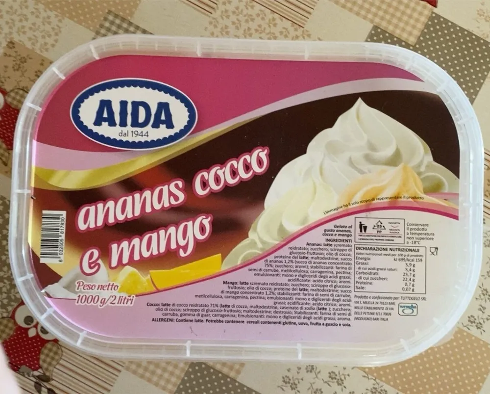 Gelato ananas, cocco, e mango