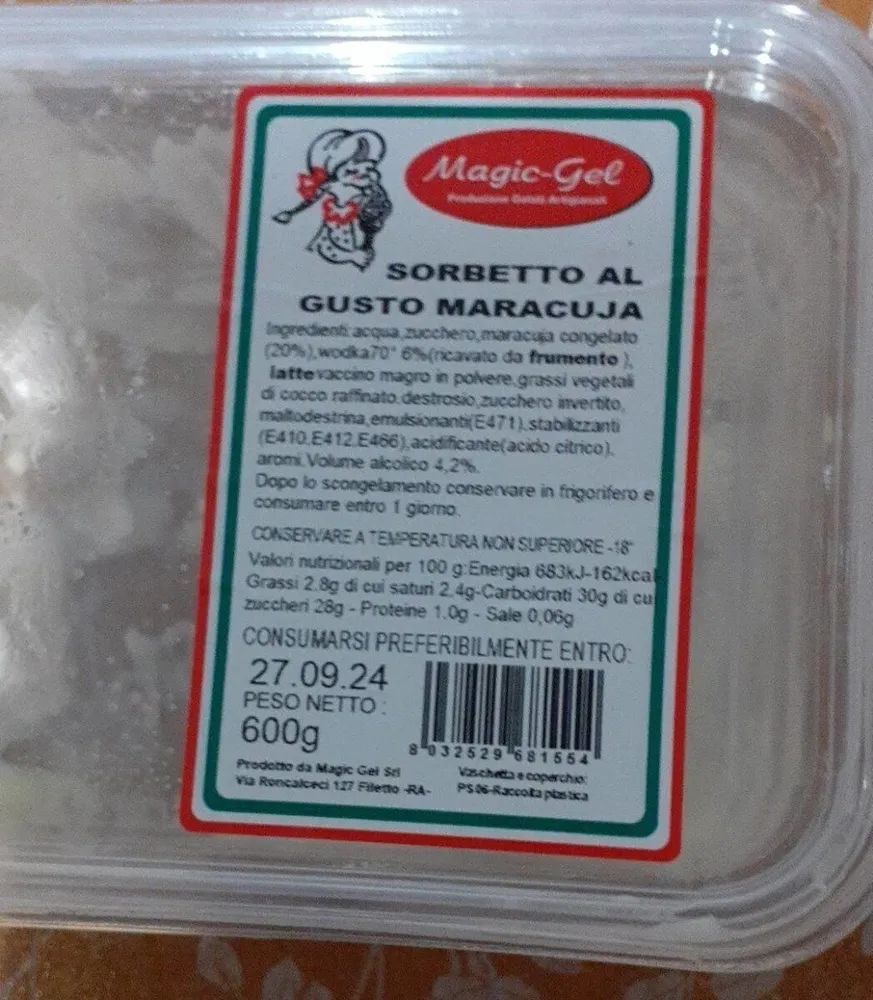 Sorbetto al gusto maracuja