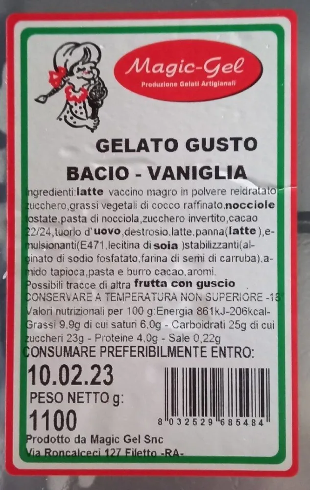 Gelato gusto bacio-vaniglia
