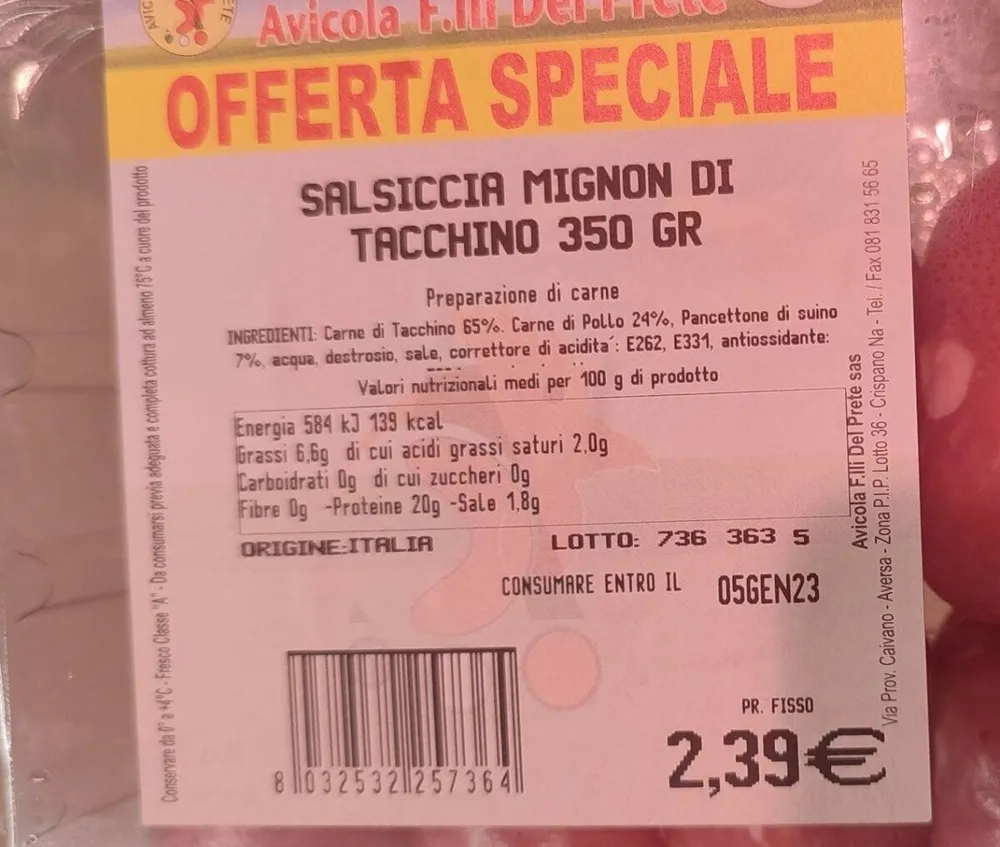 Salsiccia mignon tacchino