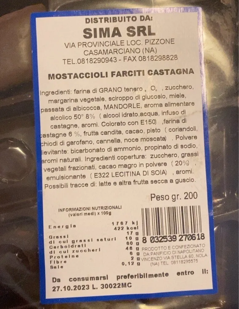 Mostaccioli farciti castagna